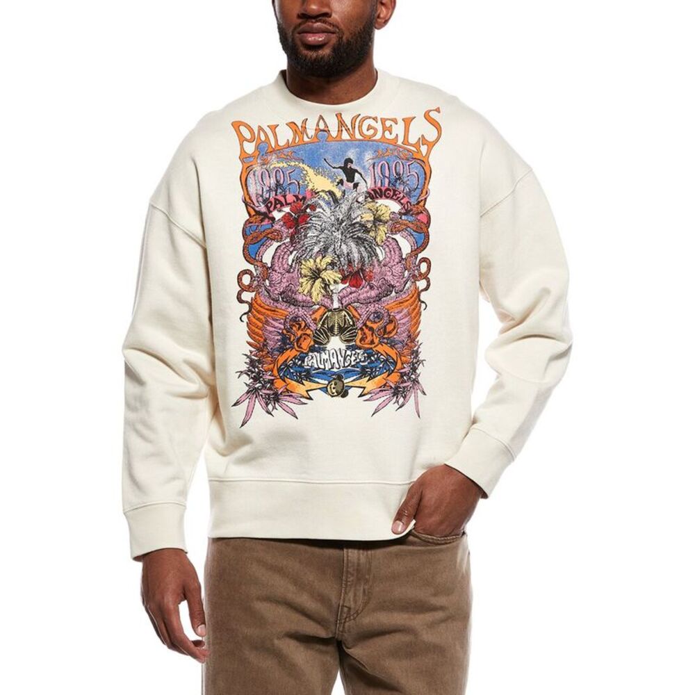 Palm Angels Mens  Crewneck Sweatshirt, White
